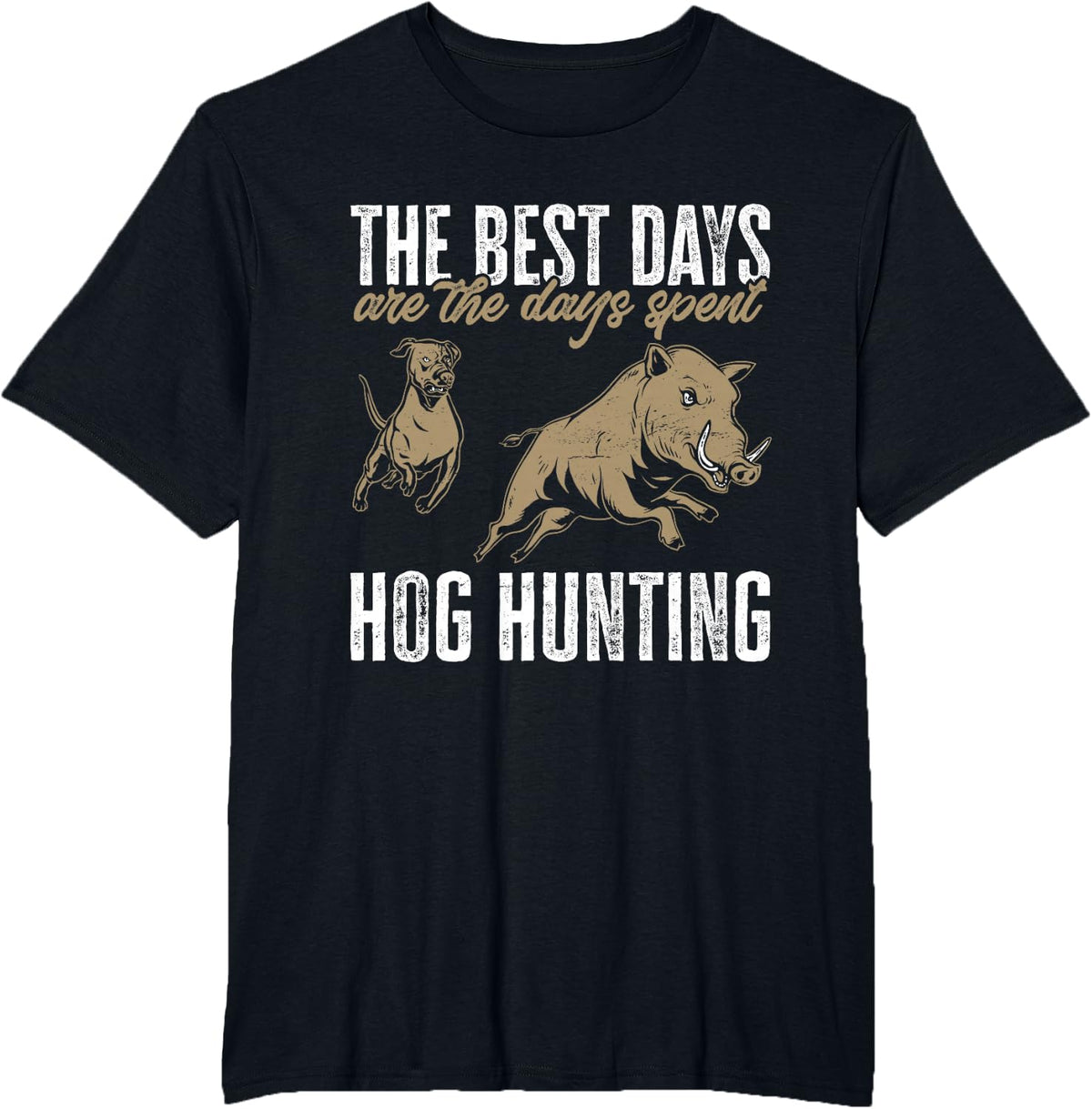 Wild Hog Hunting Dog Boar Hunting T-Shirt - Black
