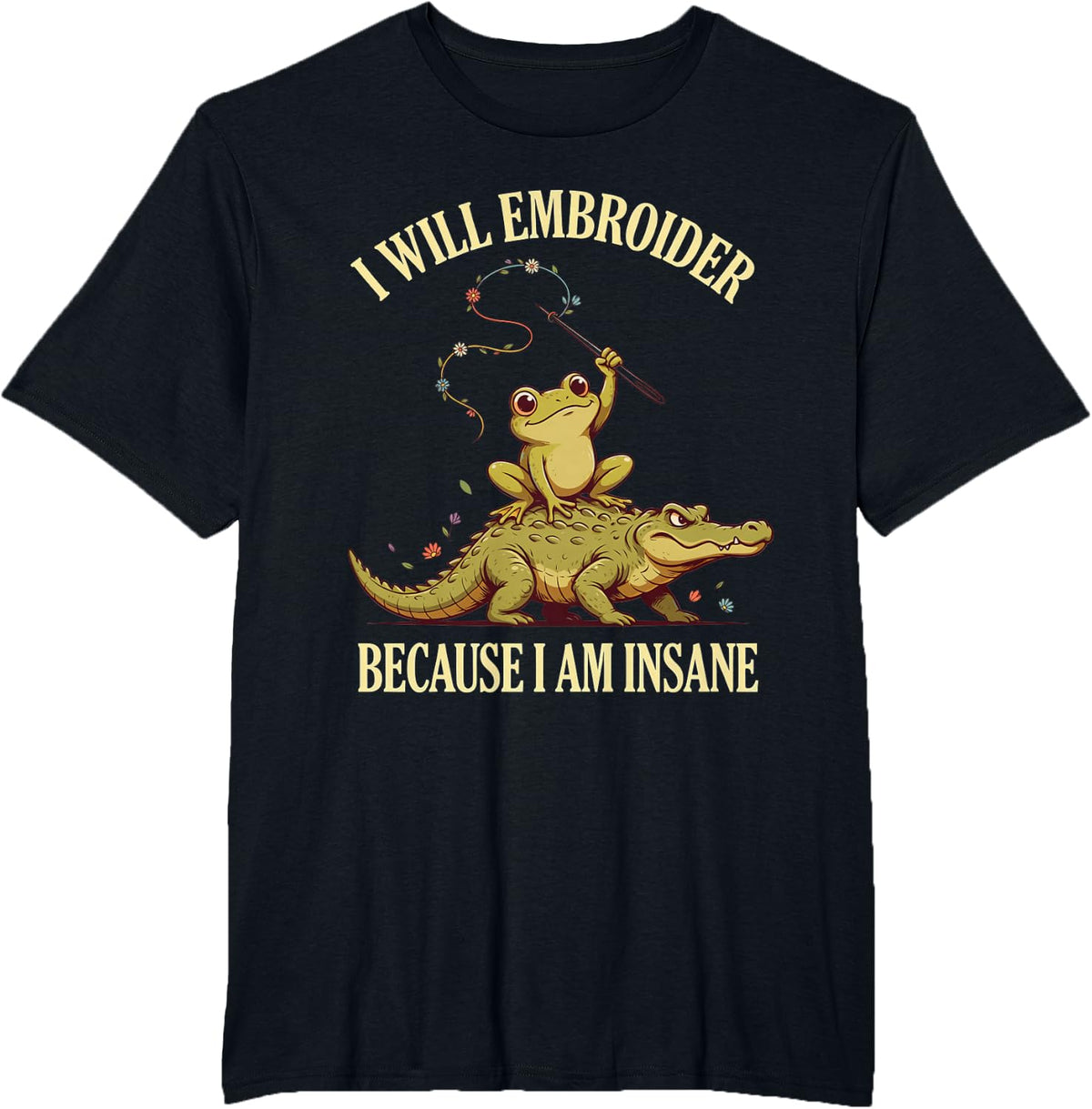 Embroidery Art Hand Embroiderer Embroider T-Shirt - Black