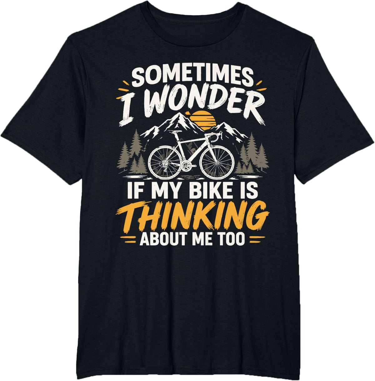 Funny Cycling Bicycle Mountain Landscape Nature Adventure T-Shirt - Black