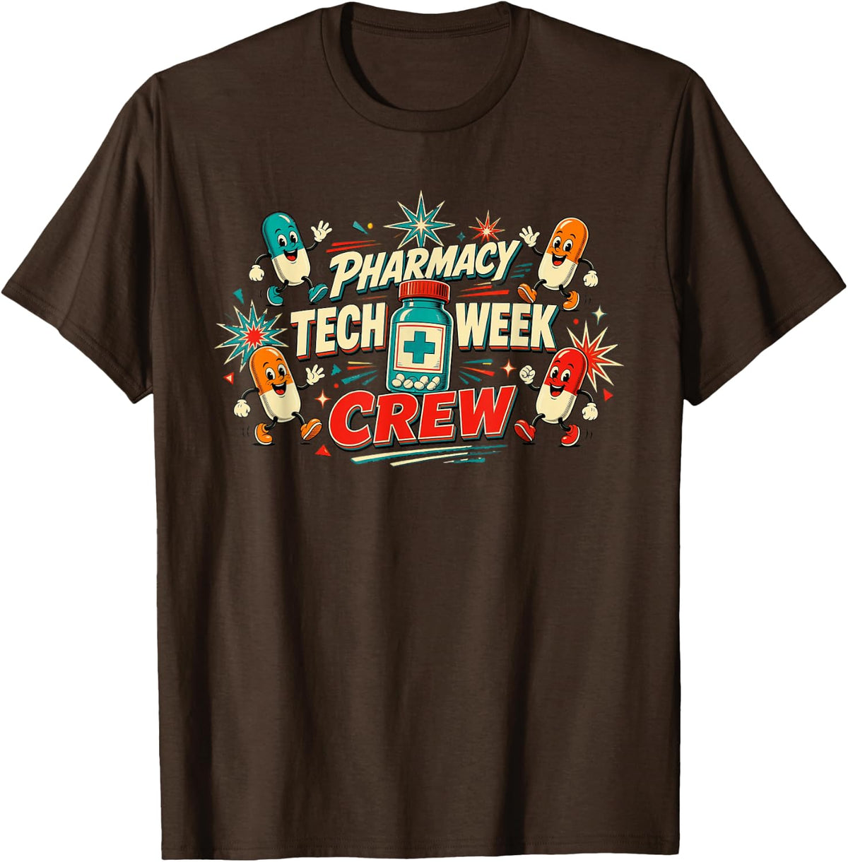Pharmacy Tech Week Crew Shirt Pharmacy Technician Team T-Shirt - Brown