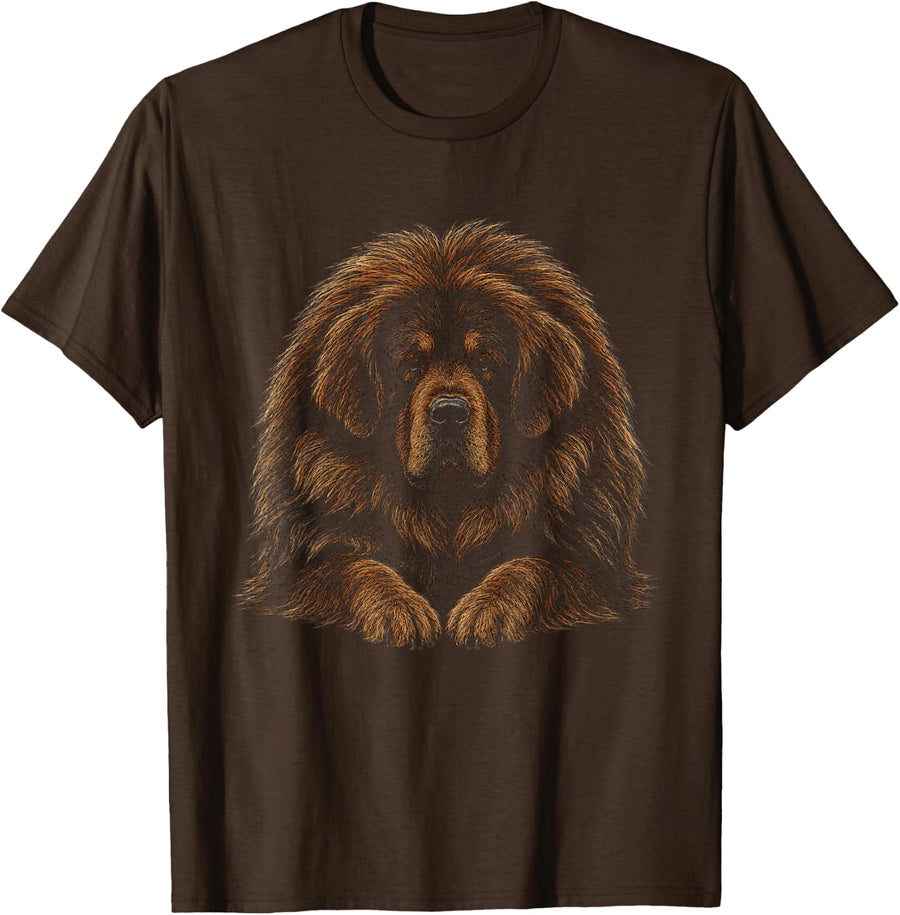 Tibetan Mastiff Artwork T-Shirt - Brown