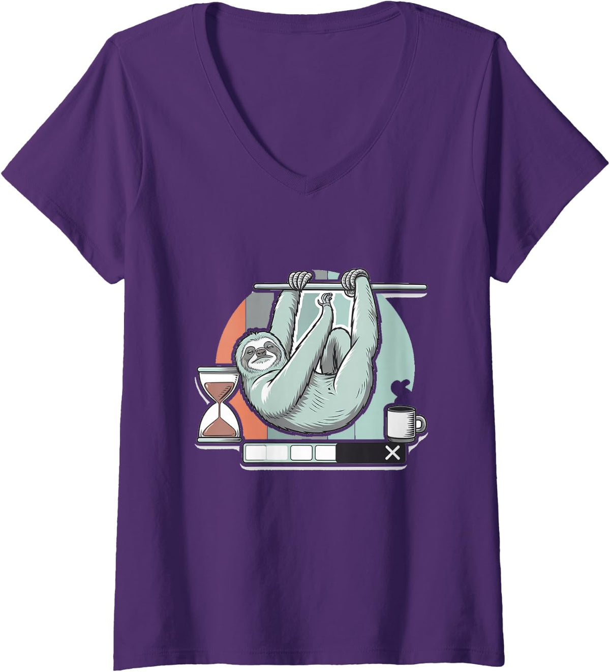 Women's Build At Sloth Speed Programmer Loading Bar Humor V-Neck T-Shirt - Purple
