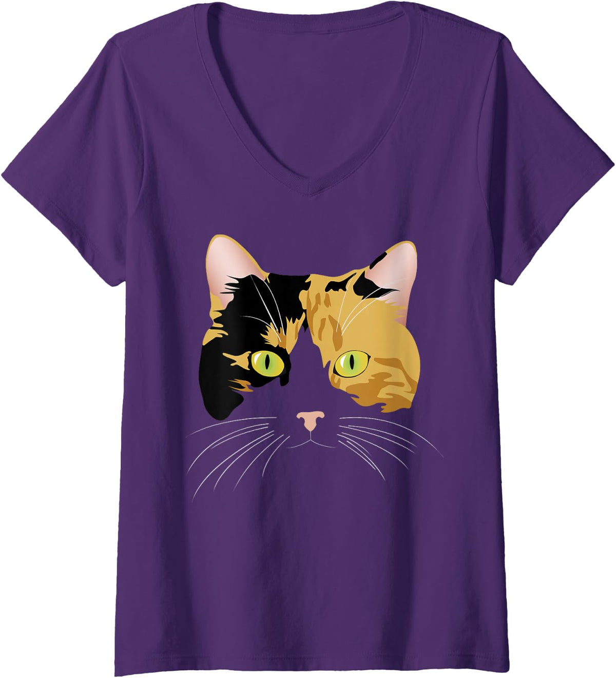 Womens Calico Cat V-Neck T-Shirt - Purple