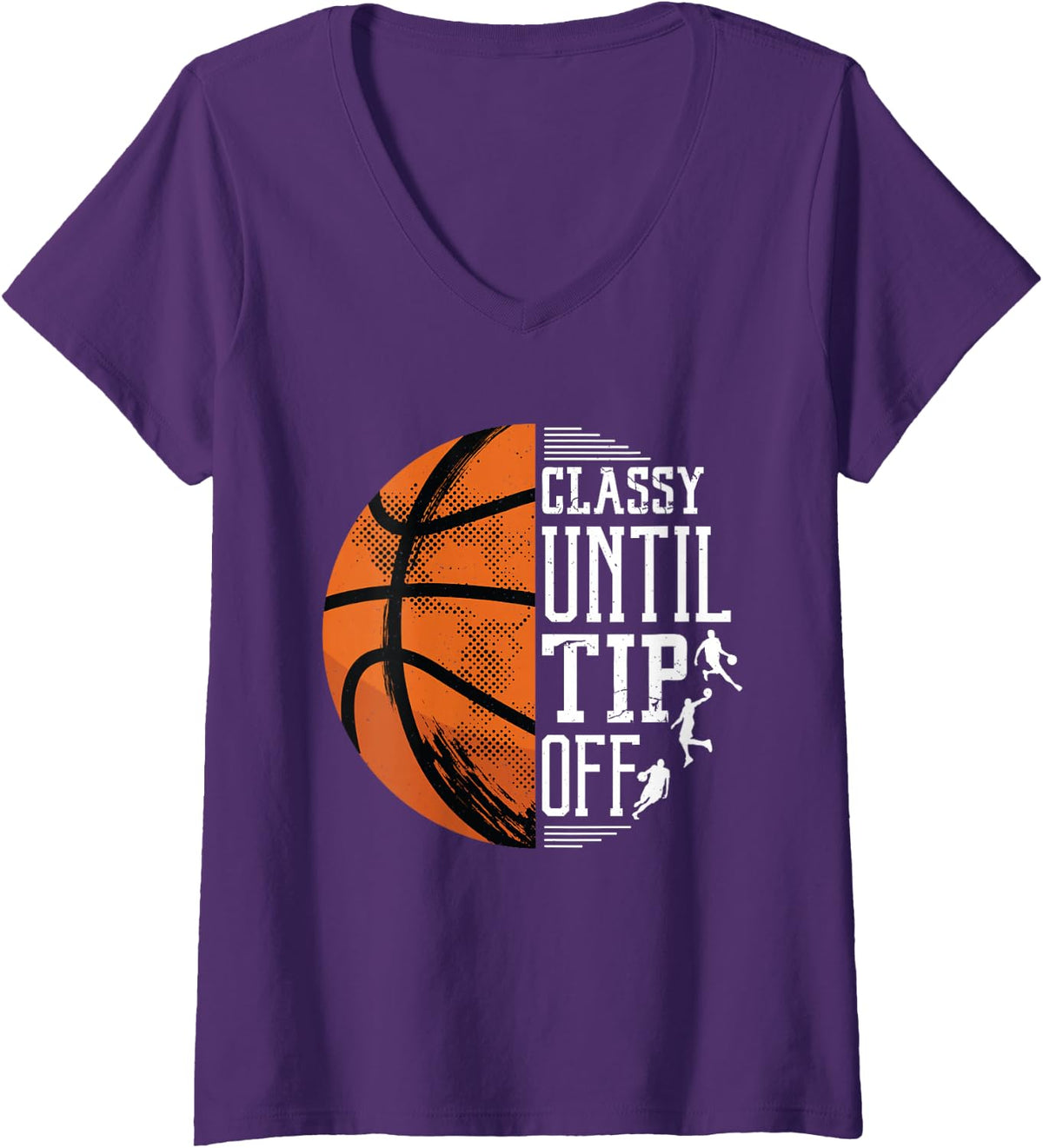 Women's Classy Until Tip Off V-Neck T-Shirt - Purple