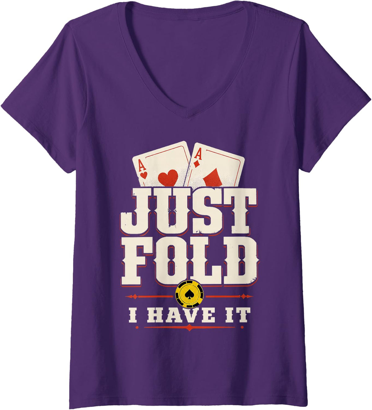 Women's Texas Hold'em Poker Funny Casino Card Player V-Neck T-Shirt - Purple
