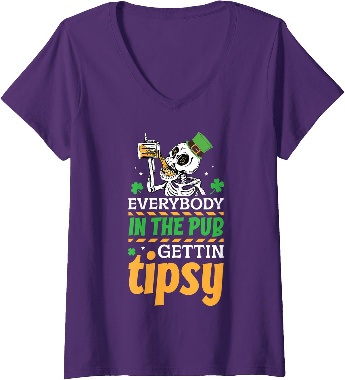 Womens Everybody In The Pub Getting Tipsy St Patrick's Day V-Neck T-Shirt - Purple