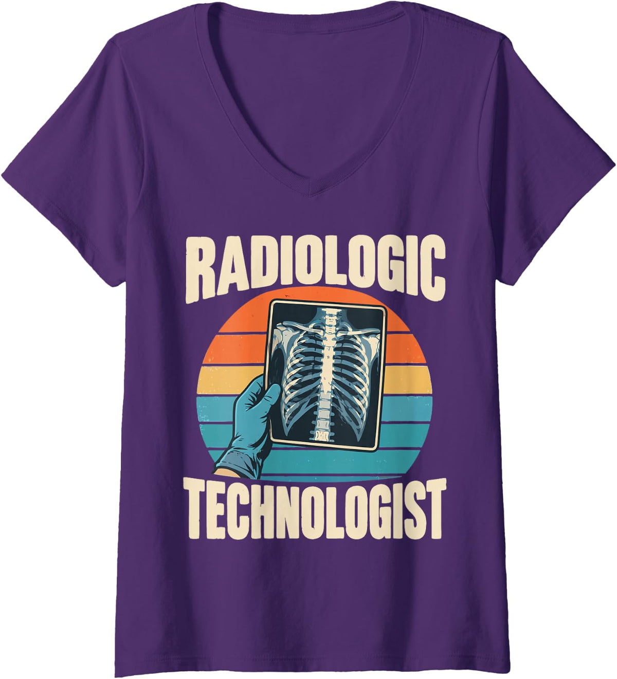 Women's Vintage Radiologic Technologist V-Neck T-Shirt - Purple