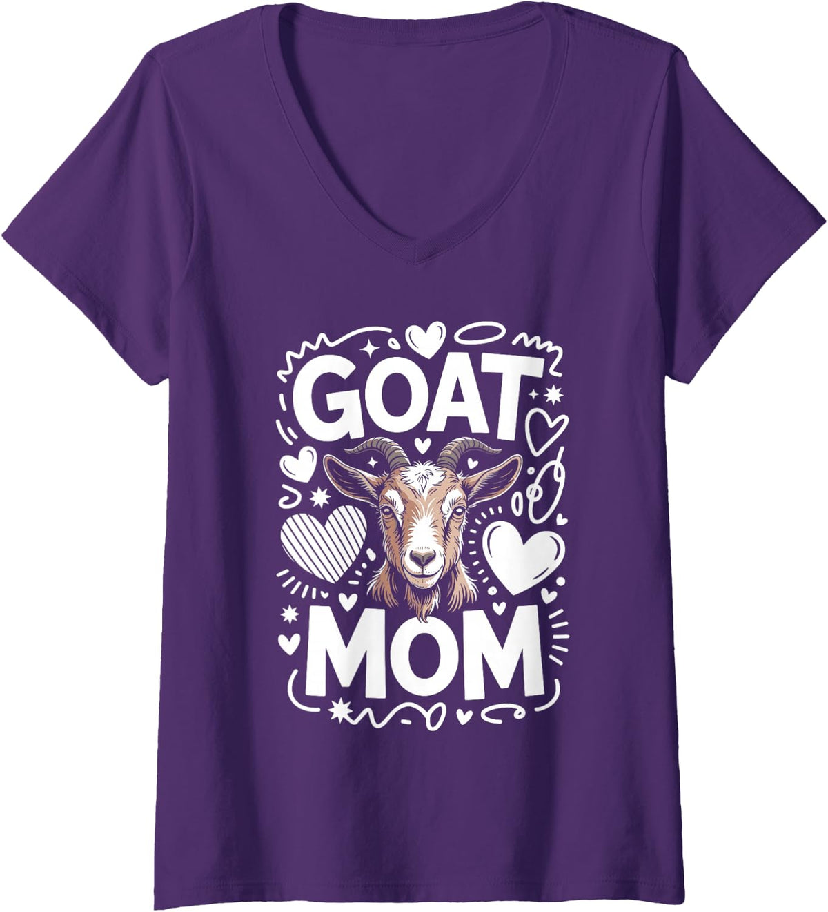 Women's Goat Mom Goats V-Neck T-Shirt - Purple