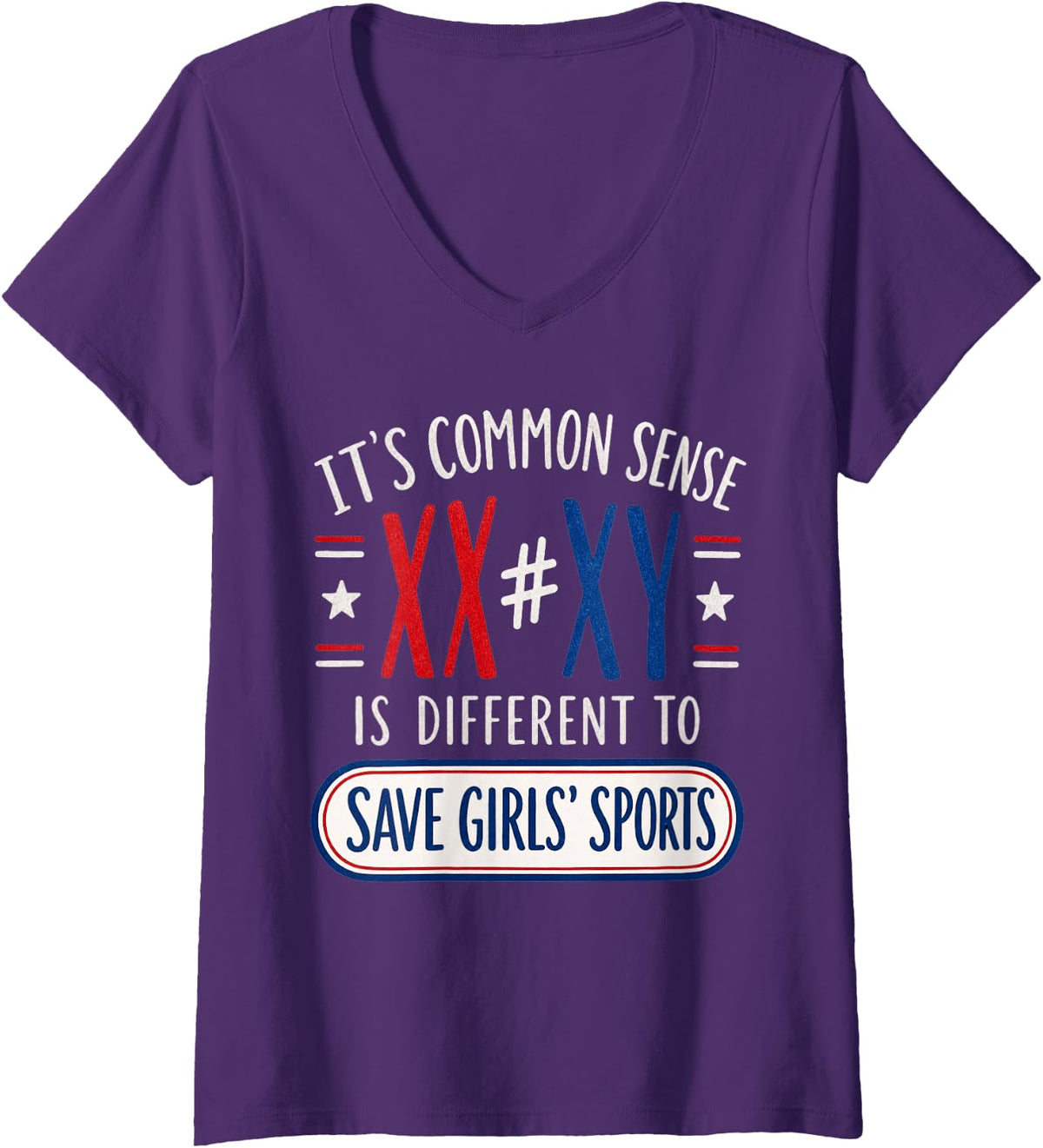 Women's XX Does Not Equal XY V-Neck T-Shirt - Purple