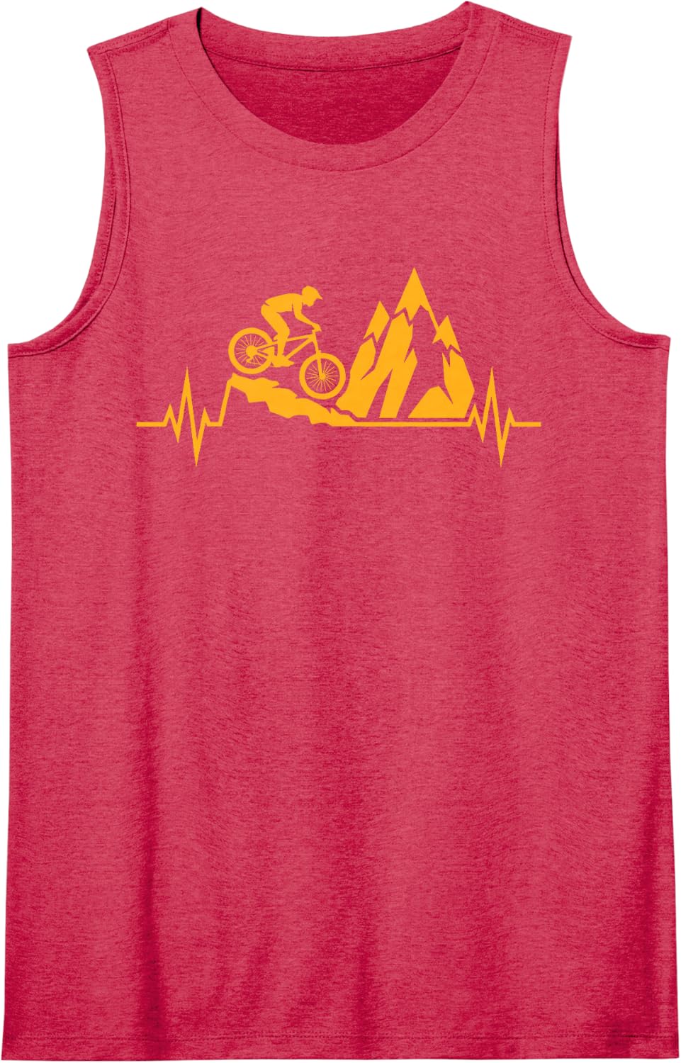 Mountain Biking Heartbeat Funny MTB Rider Cycling Fan Bars Tank Top - Red
