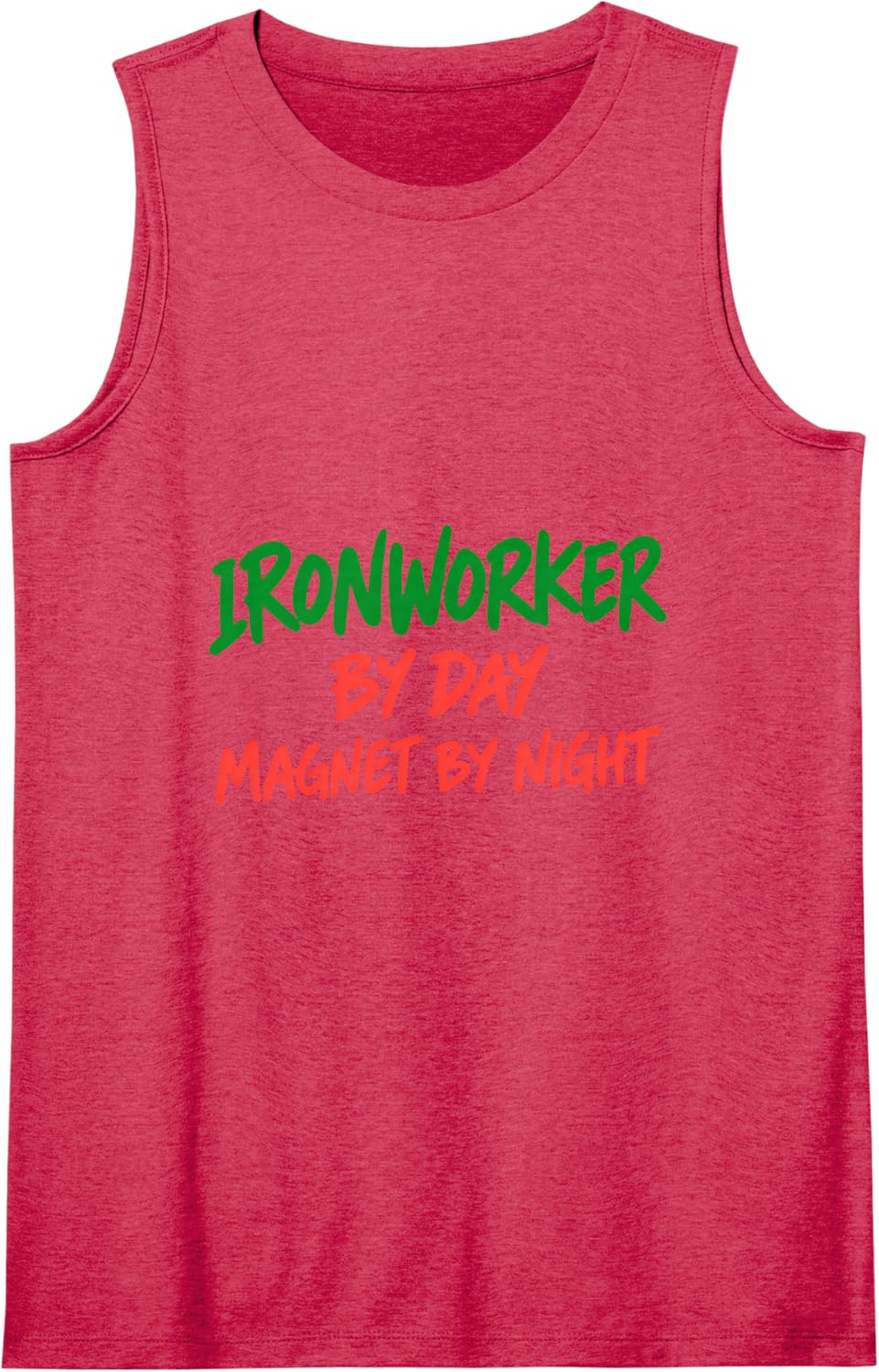 Ironworker By Day Magnet By Night Construction Worker Humor Sleeveless Tank Top - Red