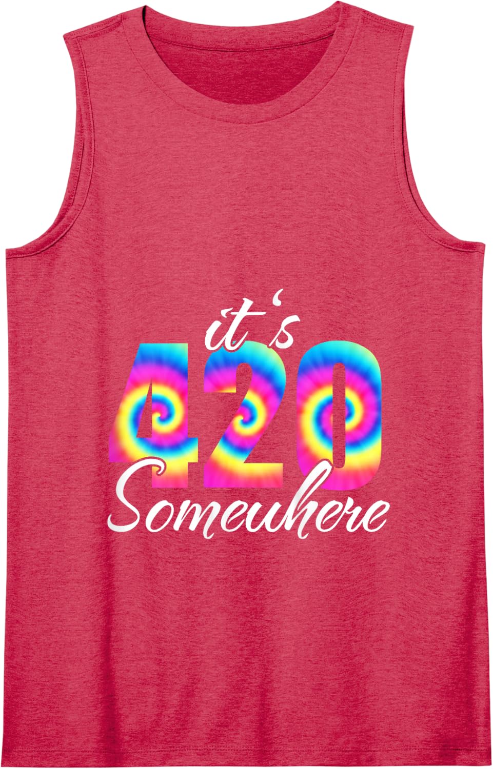 Funny It's 420 Somewhere Weed Cannabis Marijuana Women Funny Tank Top - Red