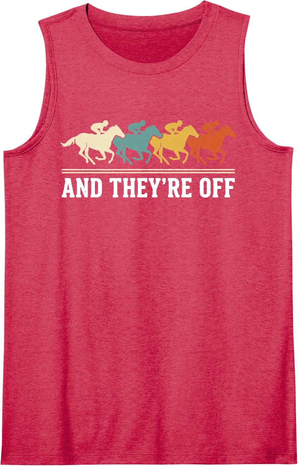 and They're Off Retro Horse Racing Derby Day Equestrian Sleeveless Tank Top - Red