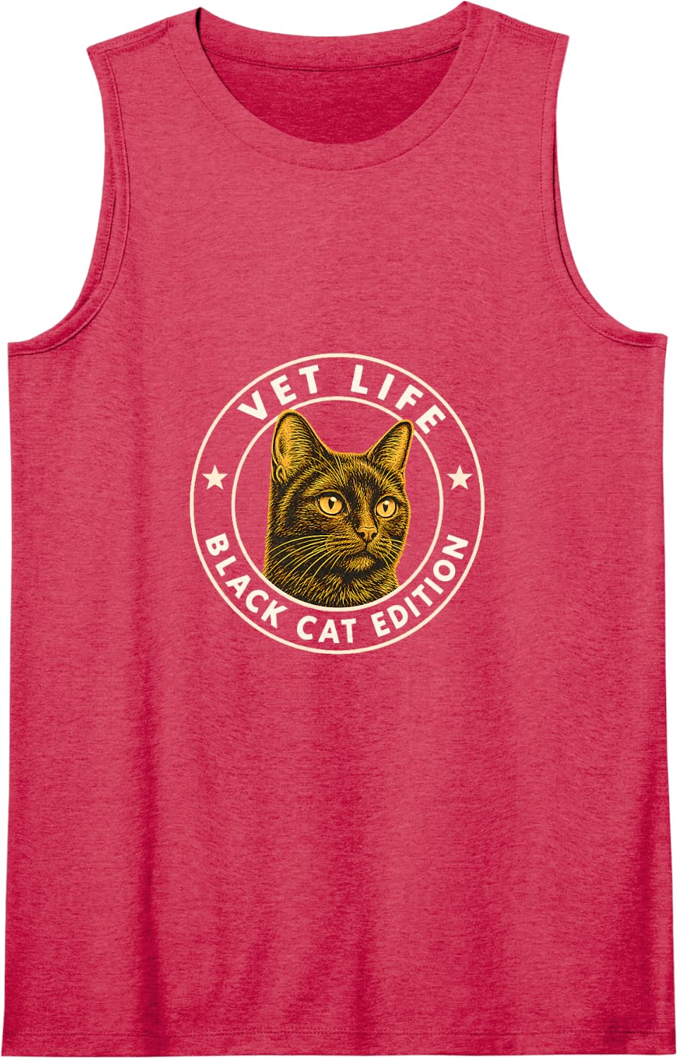 Vet Life Black Cat Edition Sleeveless Tank Top - Red