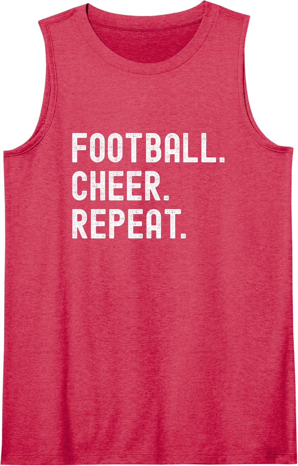 Football Cheer Repeat Cheerleading Mom Dad Sleeveless Tank Top - Red