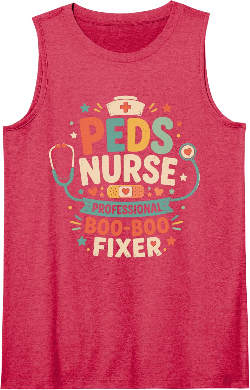 PICU Funny Pediatric Nurse Sleeveless Tank Top - Red