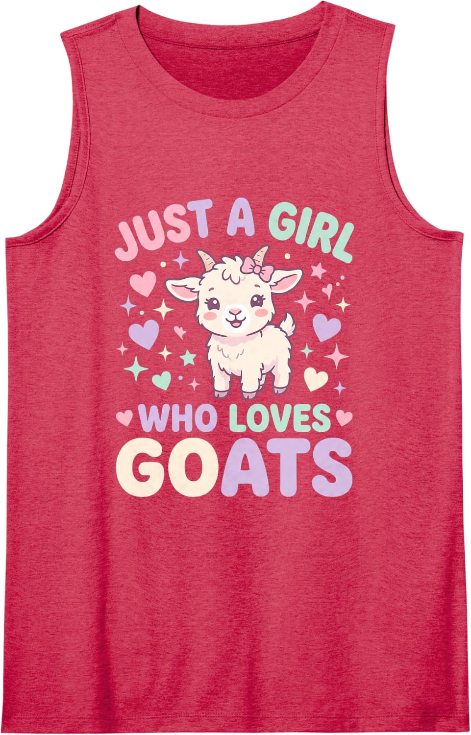 Women's Goat Farm Just a Girl Who Loves Goats Sleeveless Tank Top - Red