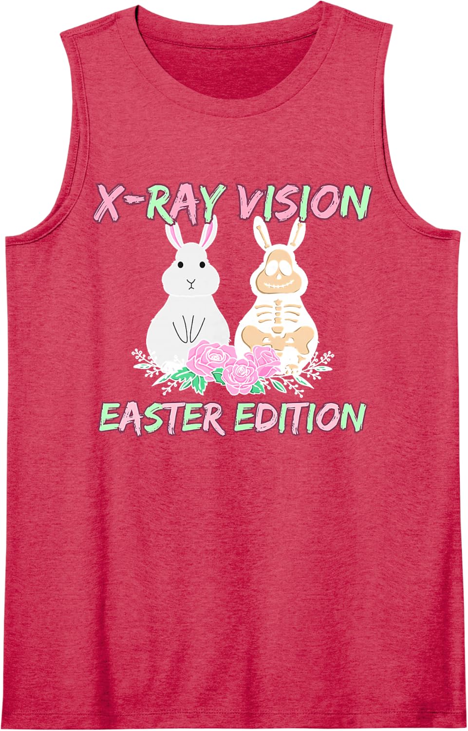 Radiology Tech Xray Vision Easter Edition Bunny Easter Day Sleeveless Tank Top - Red