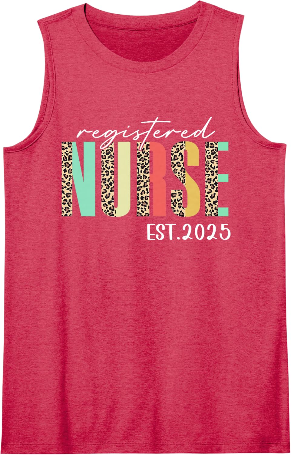 Registered Nurse Est 2025 for Student Nurse RN Leopard Sleeveless Tank Top - Red