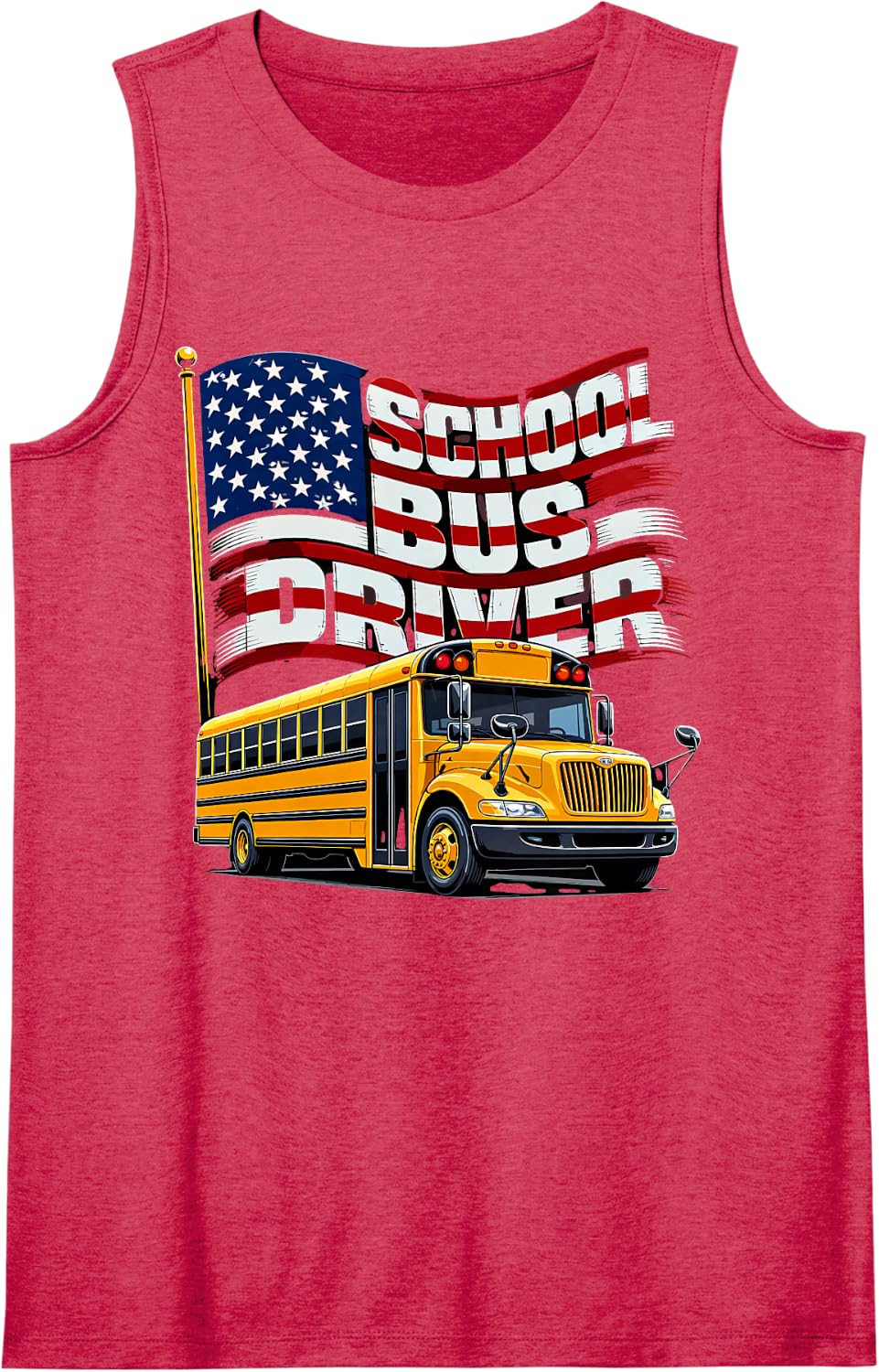 Patriotic Bus Driver USA American Flag - School Bus Driver Sleeveless Tank Top - Red