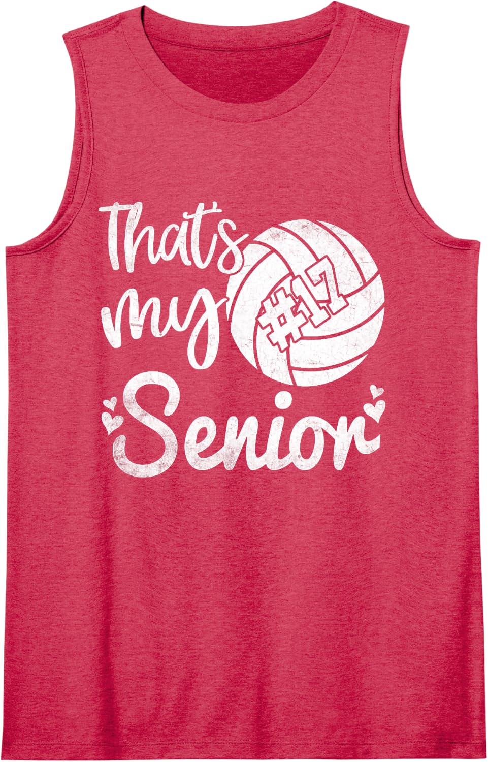 Volleyball Jersey Number 17 That's My Senior Volleyball #17 Sleeveless Tank Top - Red