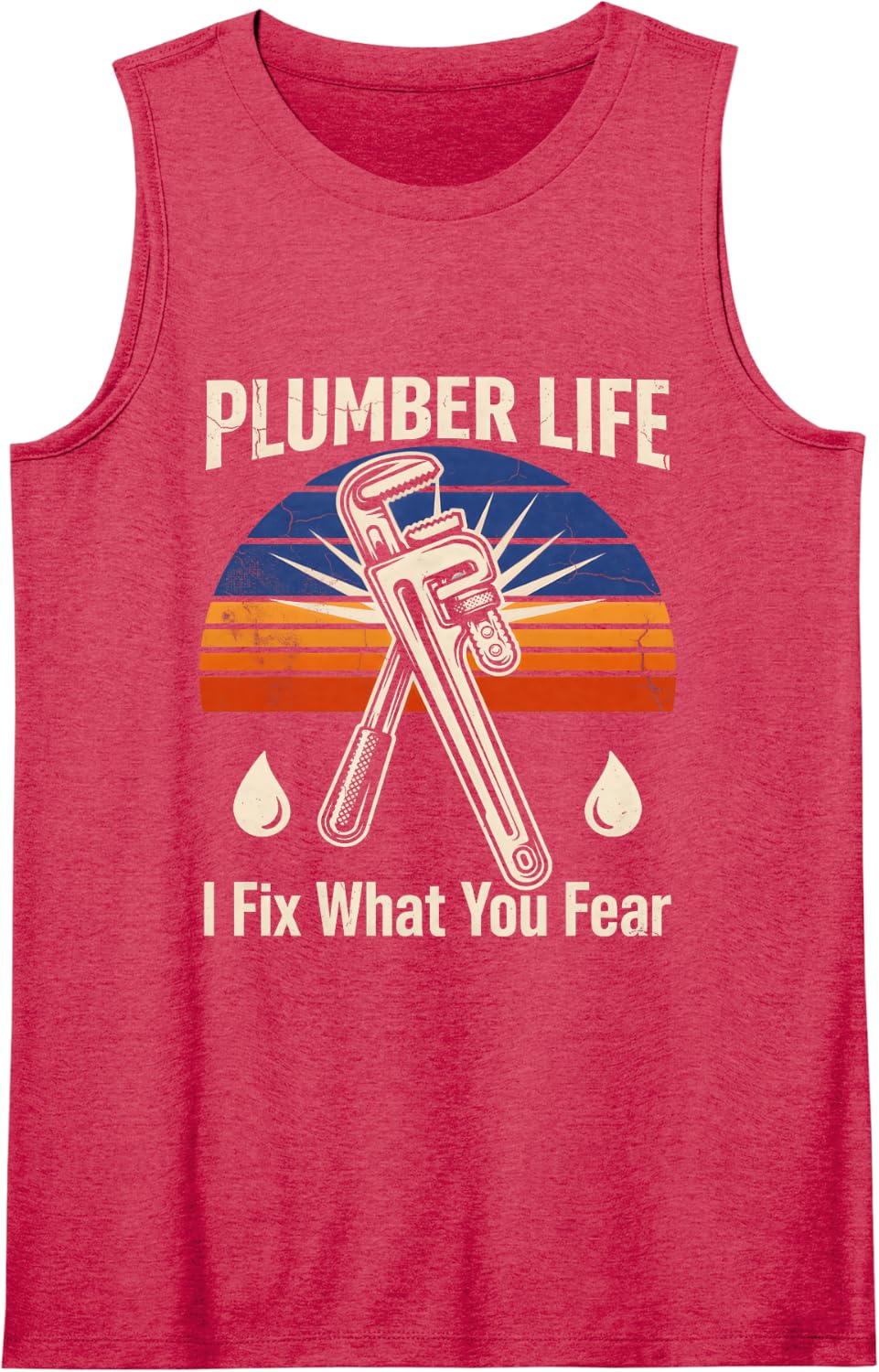 Plumber Life I Fix What You Fear Tools Sleeveless Tank Top - Red