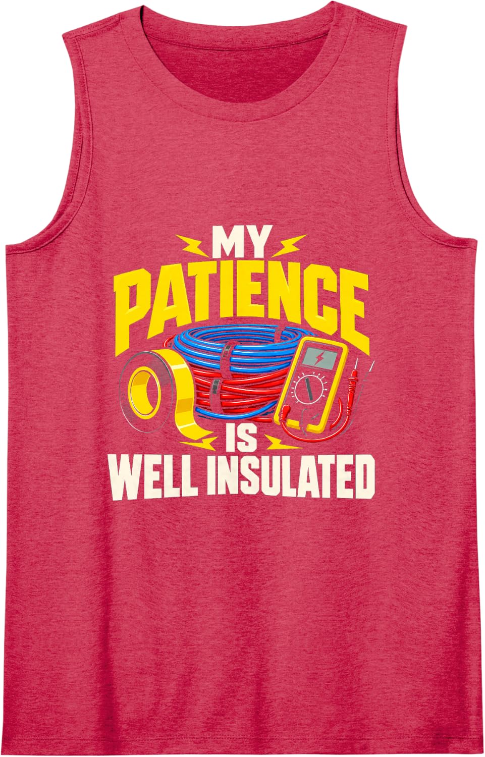 Electrician My Patience is Well Insulated Electrical Work Sleeveless Tank Top - Red