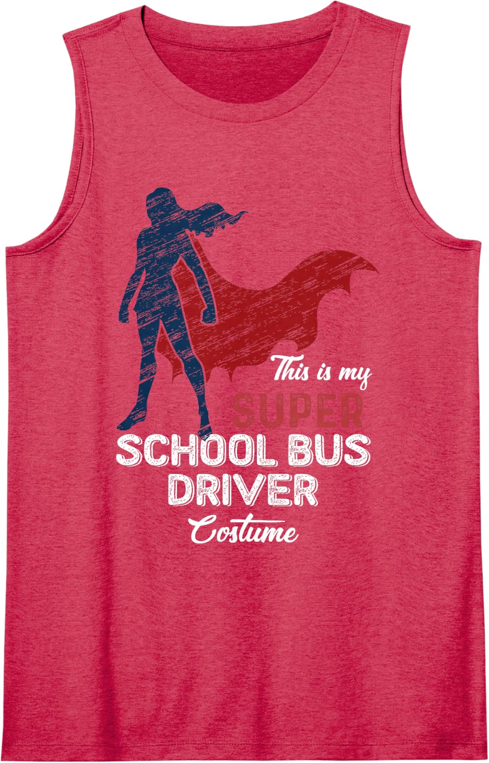 This is My Super School Bus Driver Costume Lazy Halloween Sleeveless Tank Top - Red