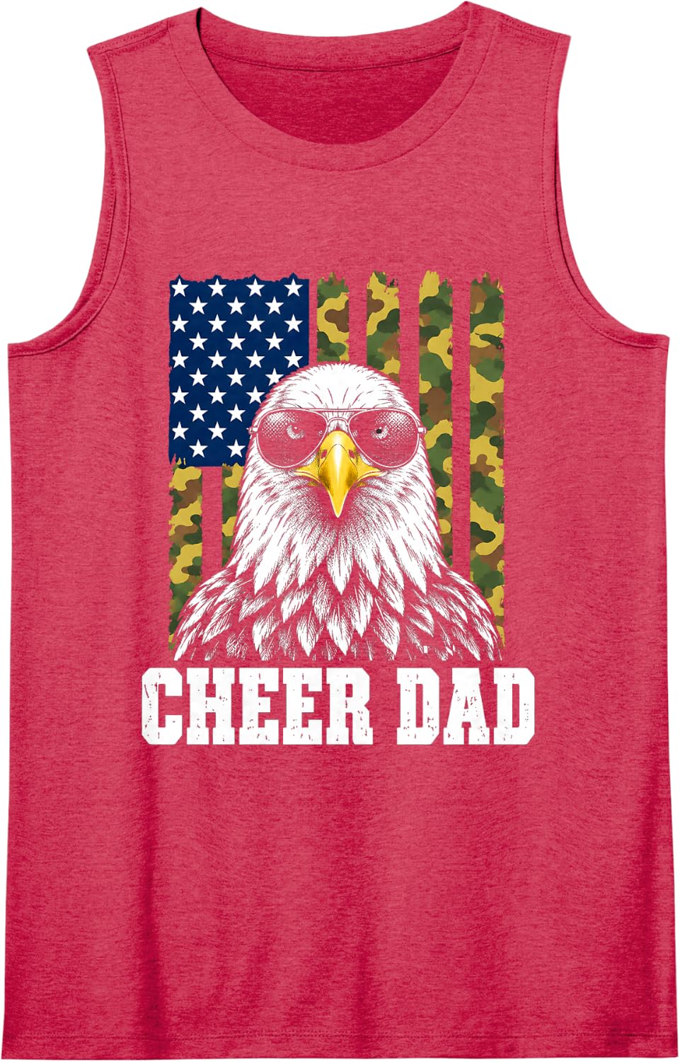 Cheer Dad Bald Eagle in Sunglasses Sleeveless Tank Top - Red