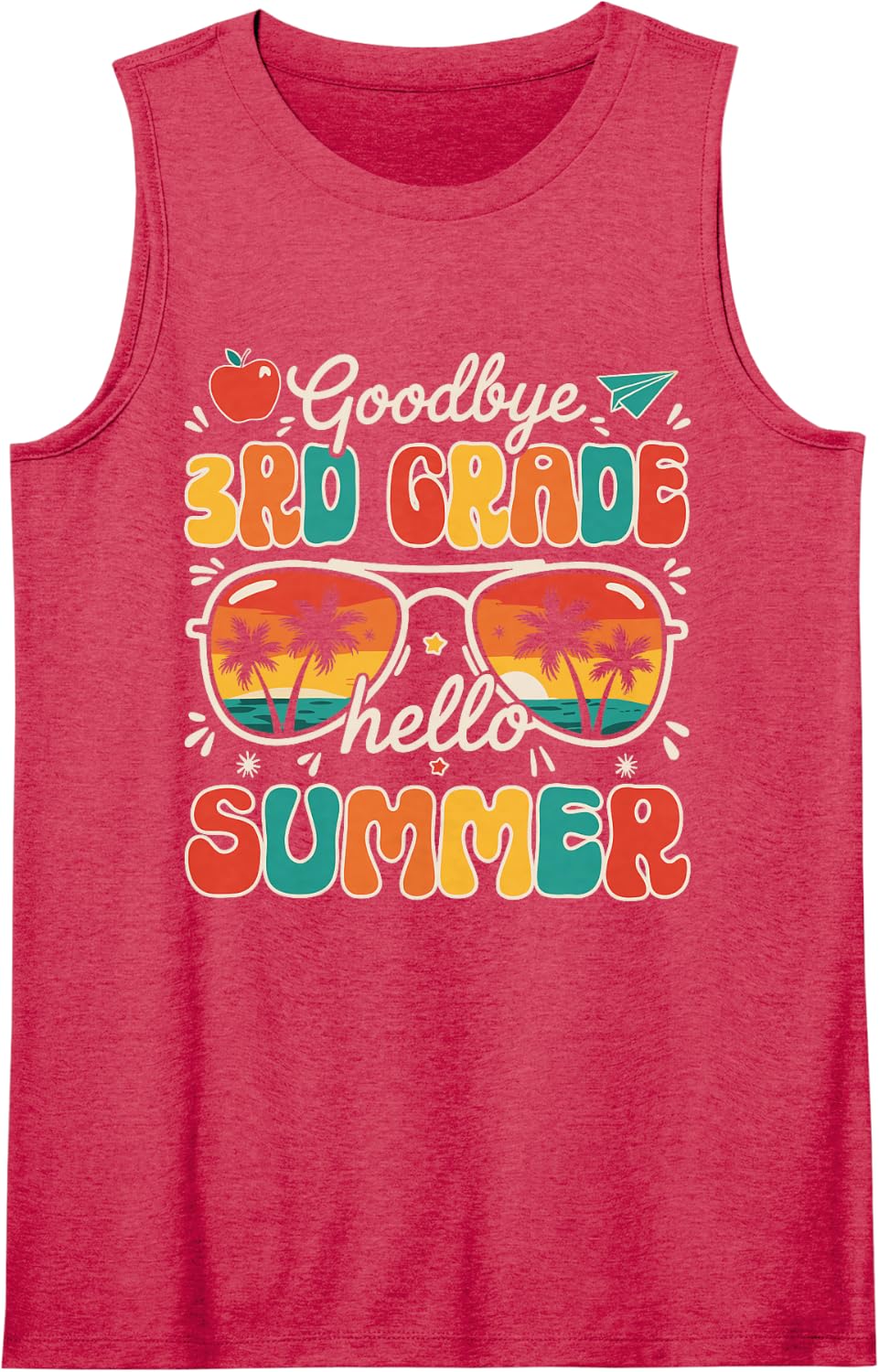 Goodbye 3rd Grade Hello Summer Last Day of School Sleeveless Tank Top - Red