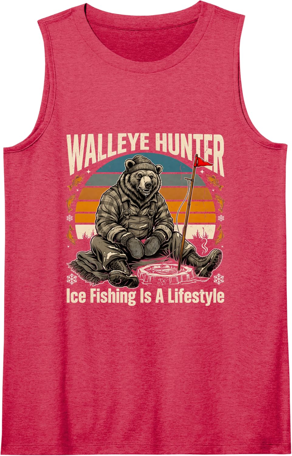 Ice Fishing is A Lifestyle Walleye Hunter Sleeveless Tank Top - Red