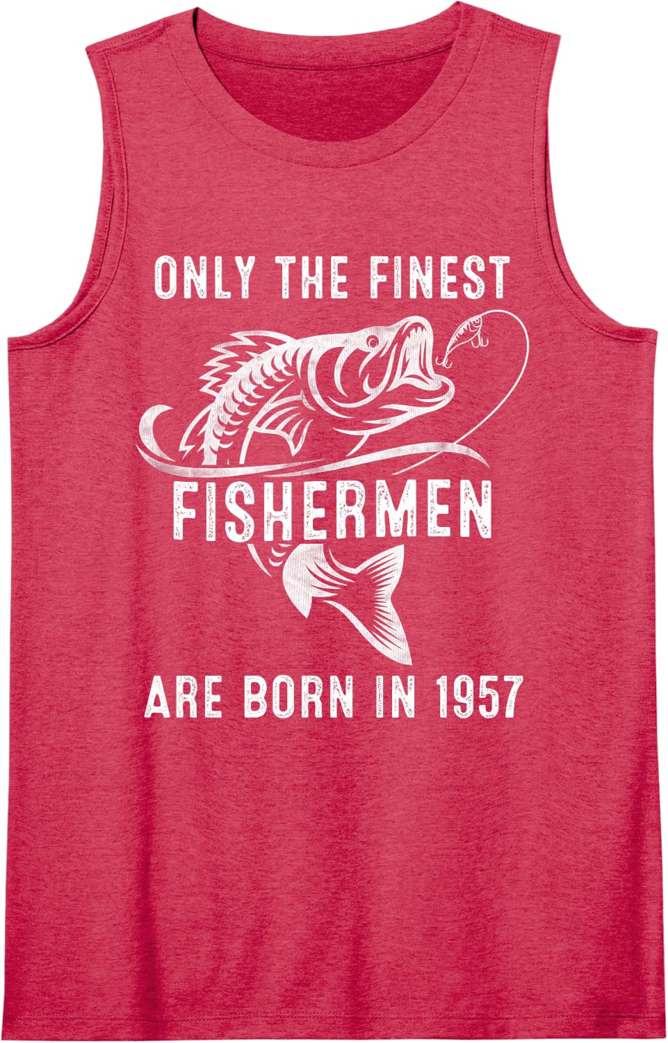 68 Year Old Men Fishing Fisherman 68yr 1957 68th Birthday Sleeveless Tank Top - Red