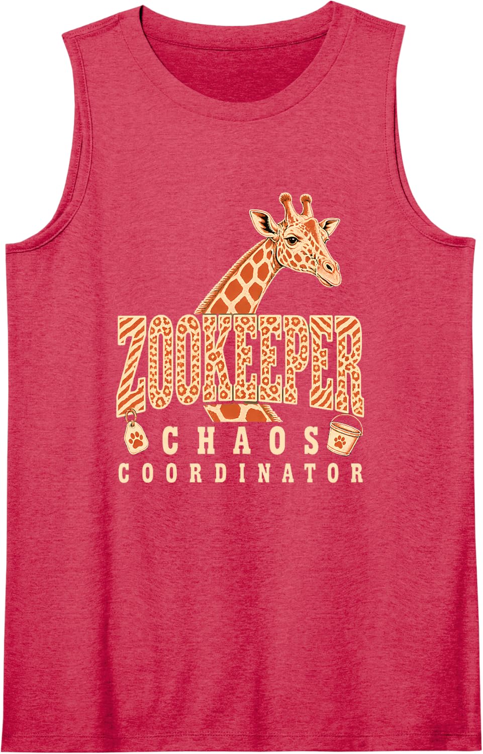Zoo Keeper Chaos Coordinator Funny Animal Feeding Time Sleeveless Tank Top - Red