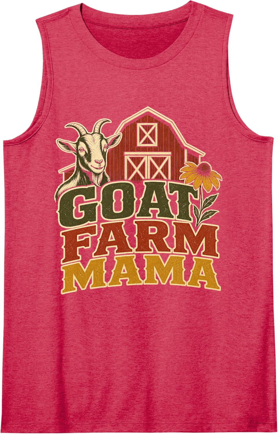 Goat Farm Mama Homestead Mother Sleeveless Tank Top - Red