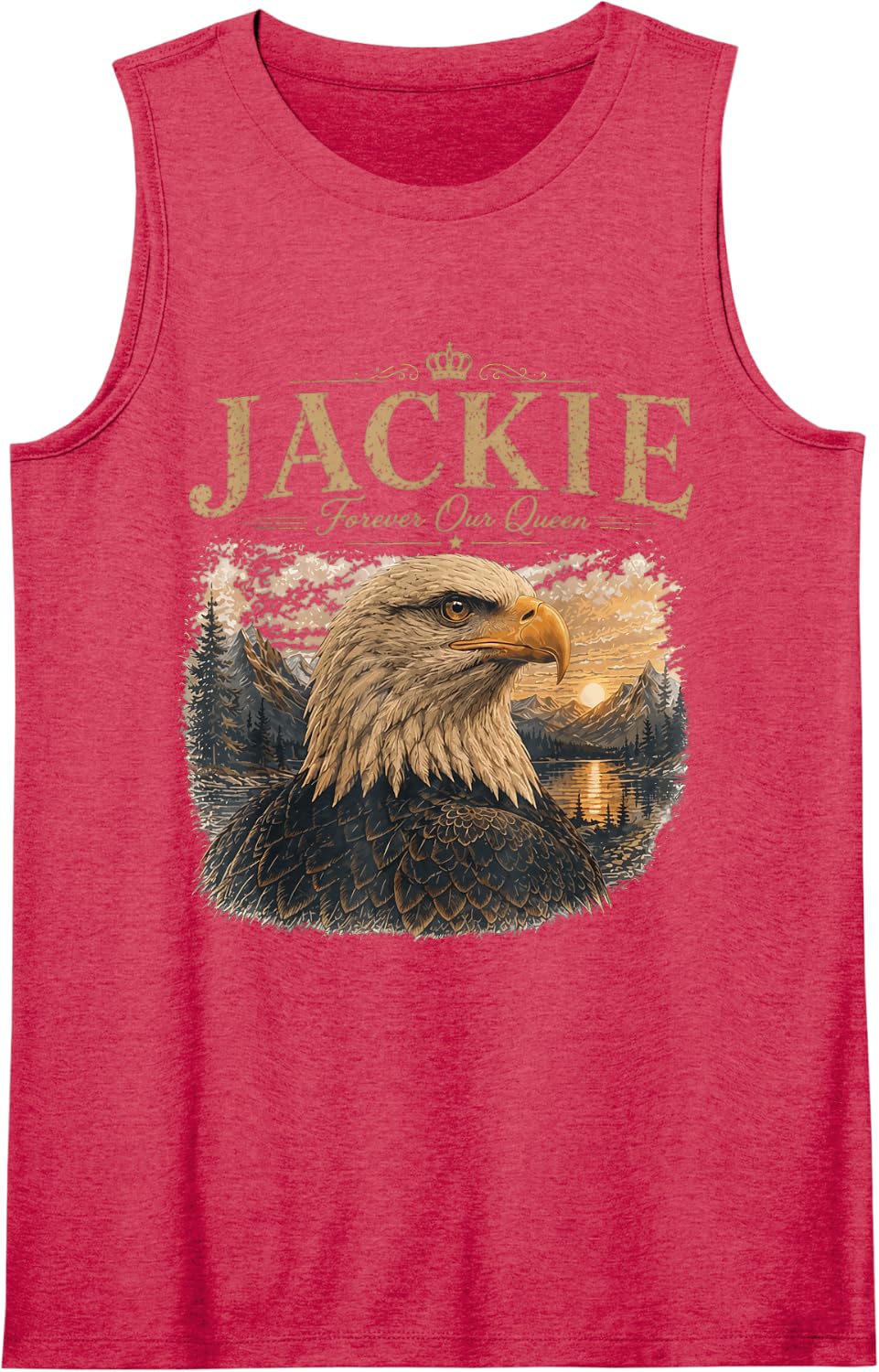 Jackie Forever Our Queen Bald Eagle Memorial Tank Top - Red