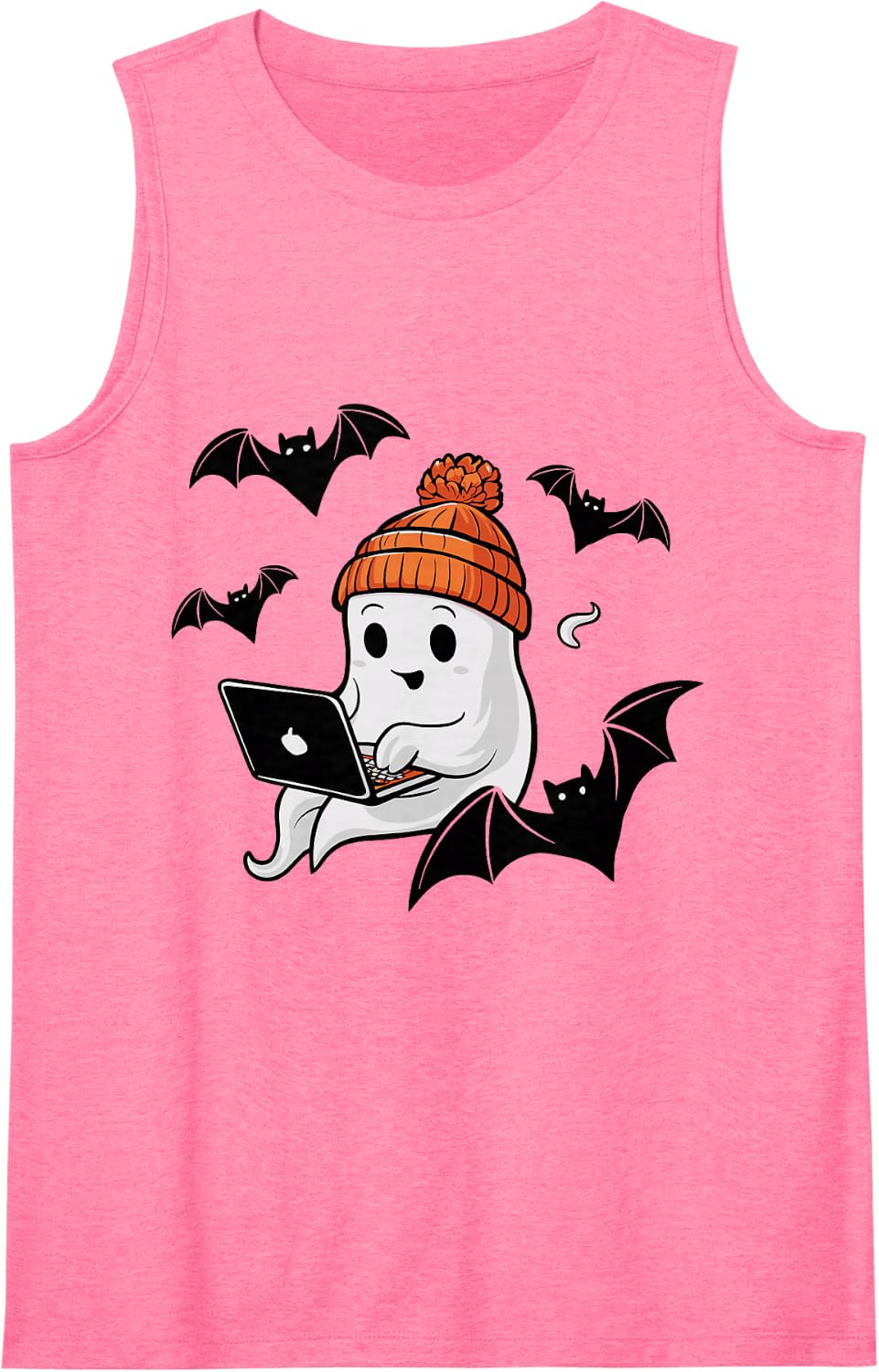 Coding Ghost Spooky Programmer Halloween Funny Programming Sleeveless Tank Top - Pink