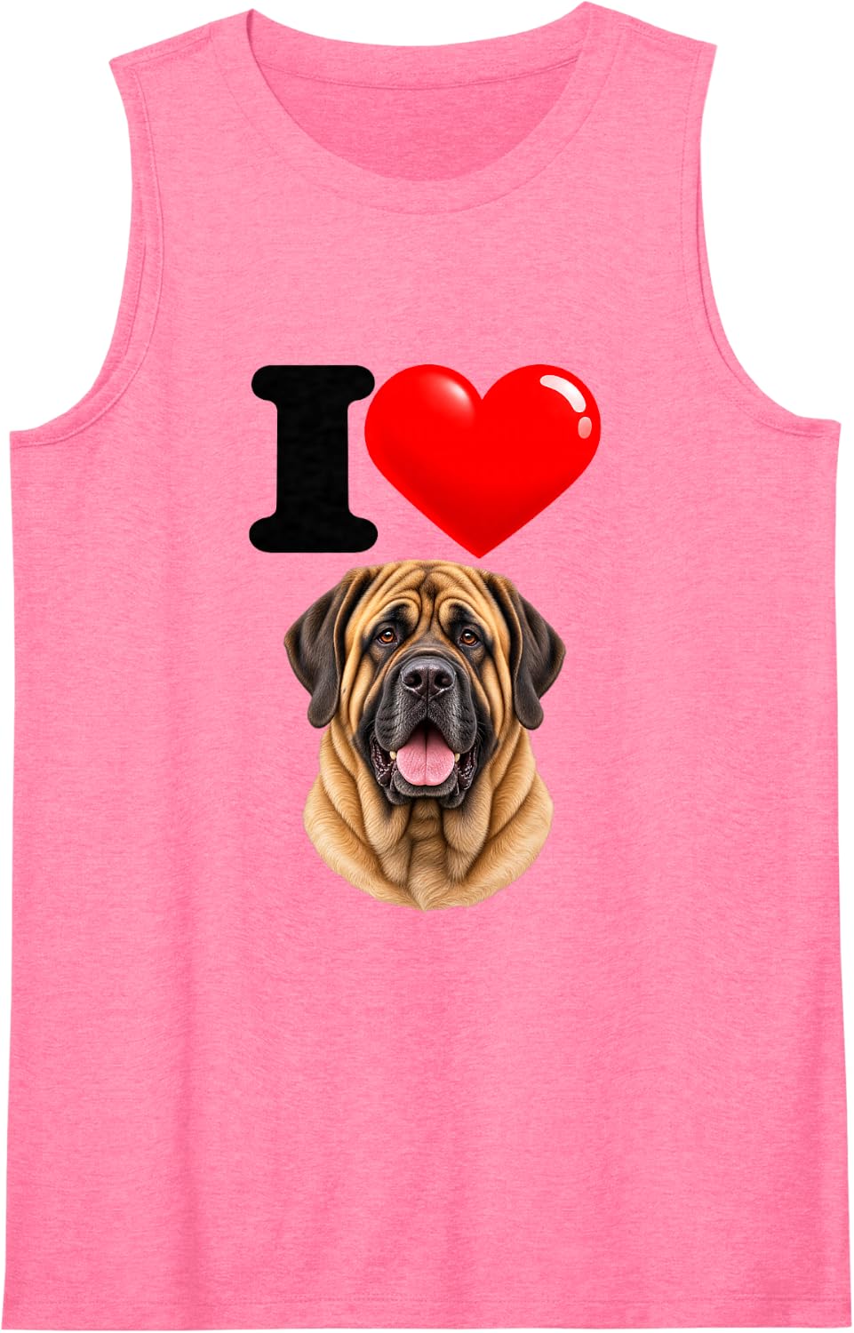 I Love Mastiff Cute Dog Mom Dad Sleeveless Tank Top - Pink