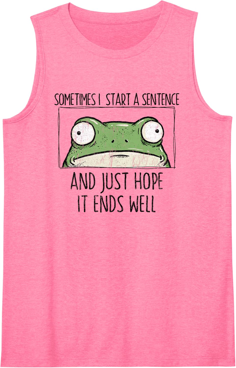 Funny Frog Sometimes I Start A Sentence Introvert Sleeveless Tank Top - Pink