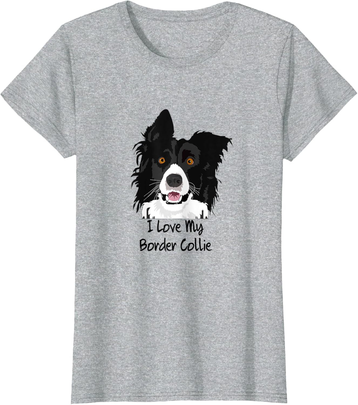 I Love My Border Collie - Beautiful Design T-Shirt - Heather Grey