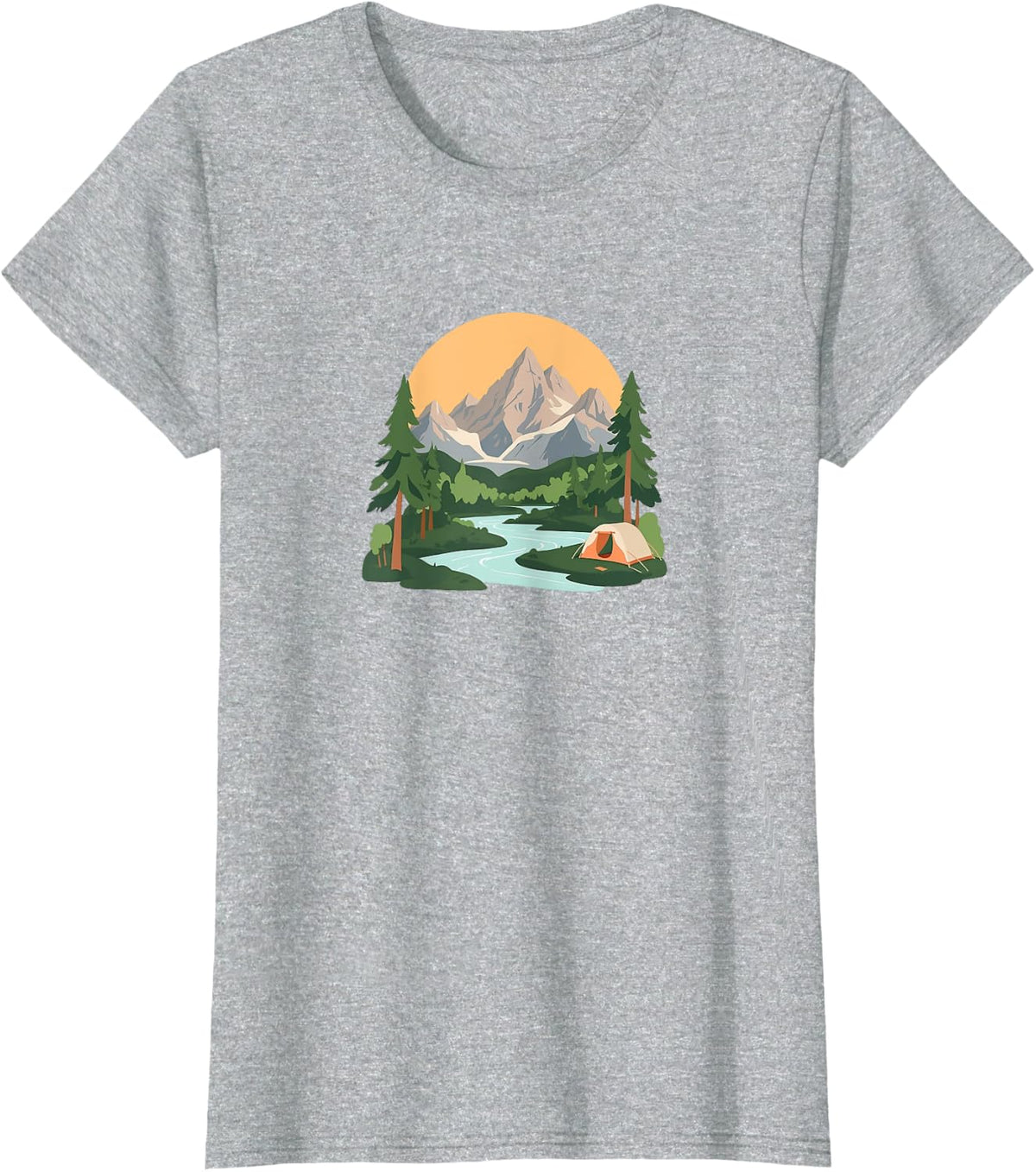 Mountain Camping T-Shirt - Heather Grey