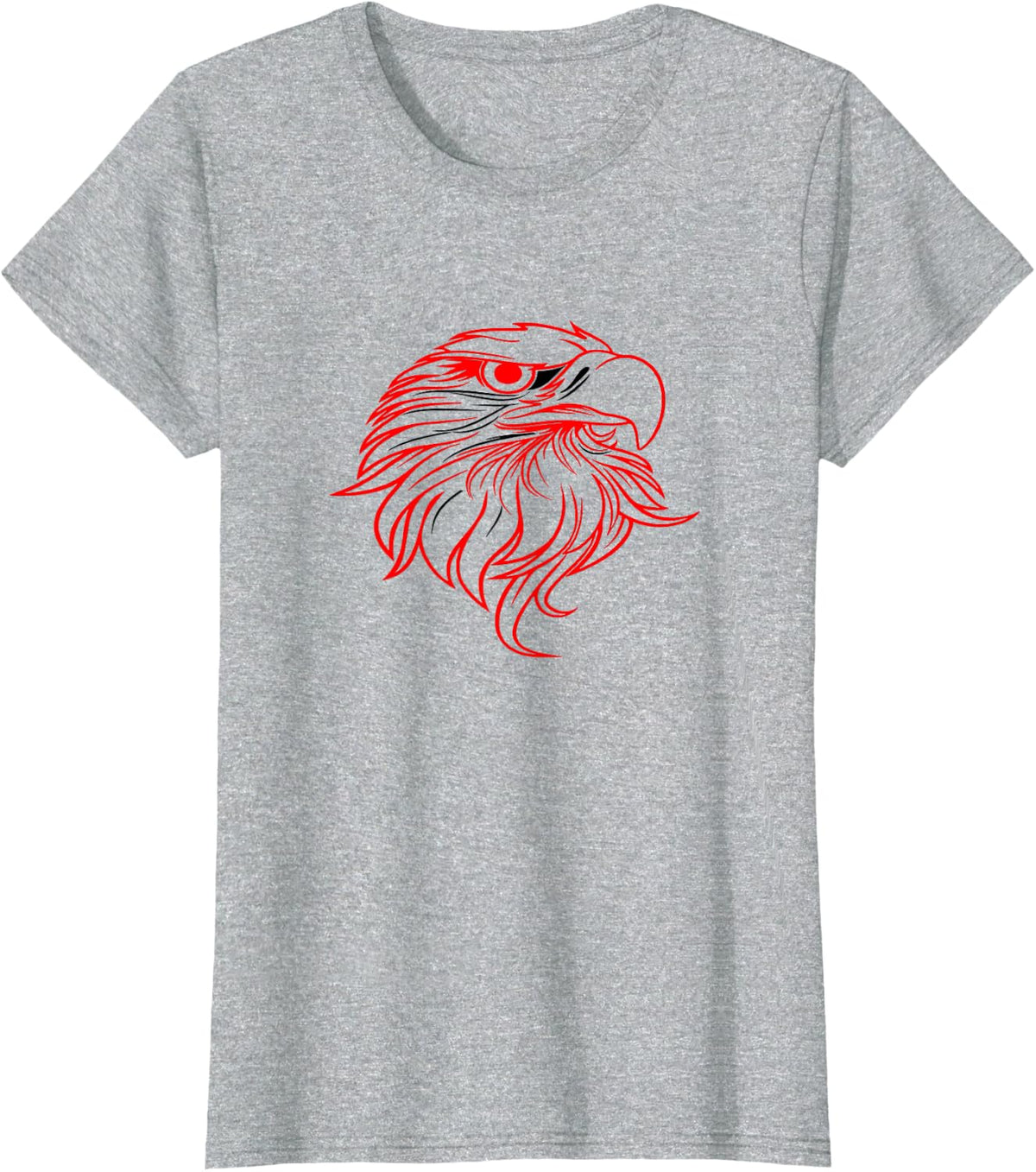 Majestic Red Flying Eagle Hawk Graphic T-shirt - Heather Grey