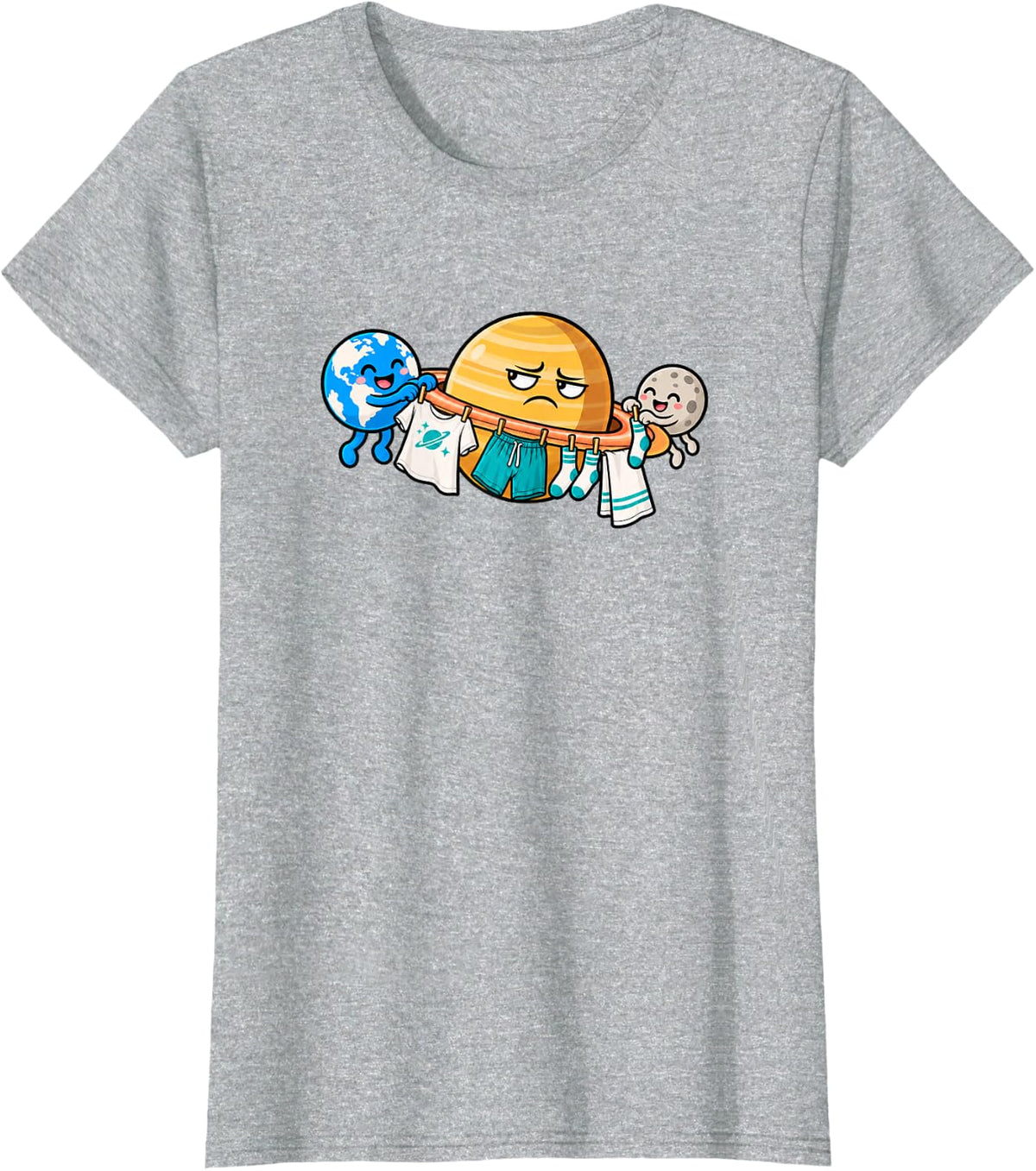 Saturn Rings Laundry Space Planet Astronomy Humor T-Shirt - Heather Grey