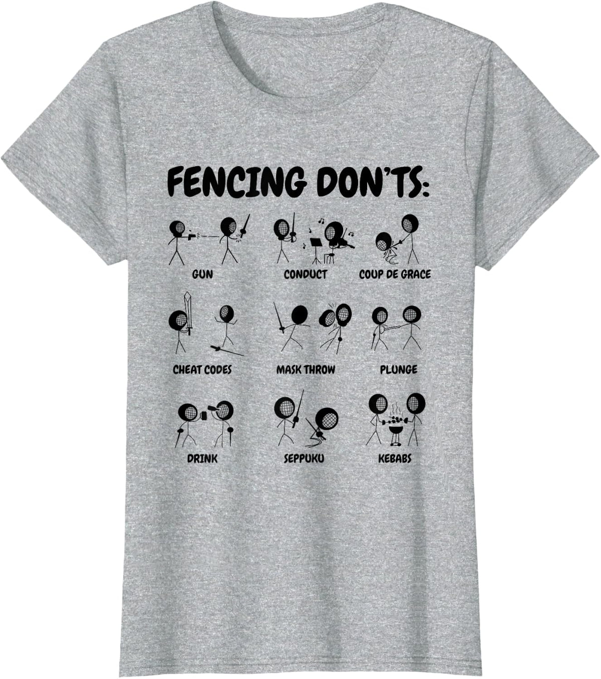 Funny Fencing T-Shirt - Heather Grey