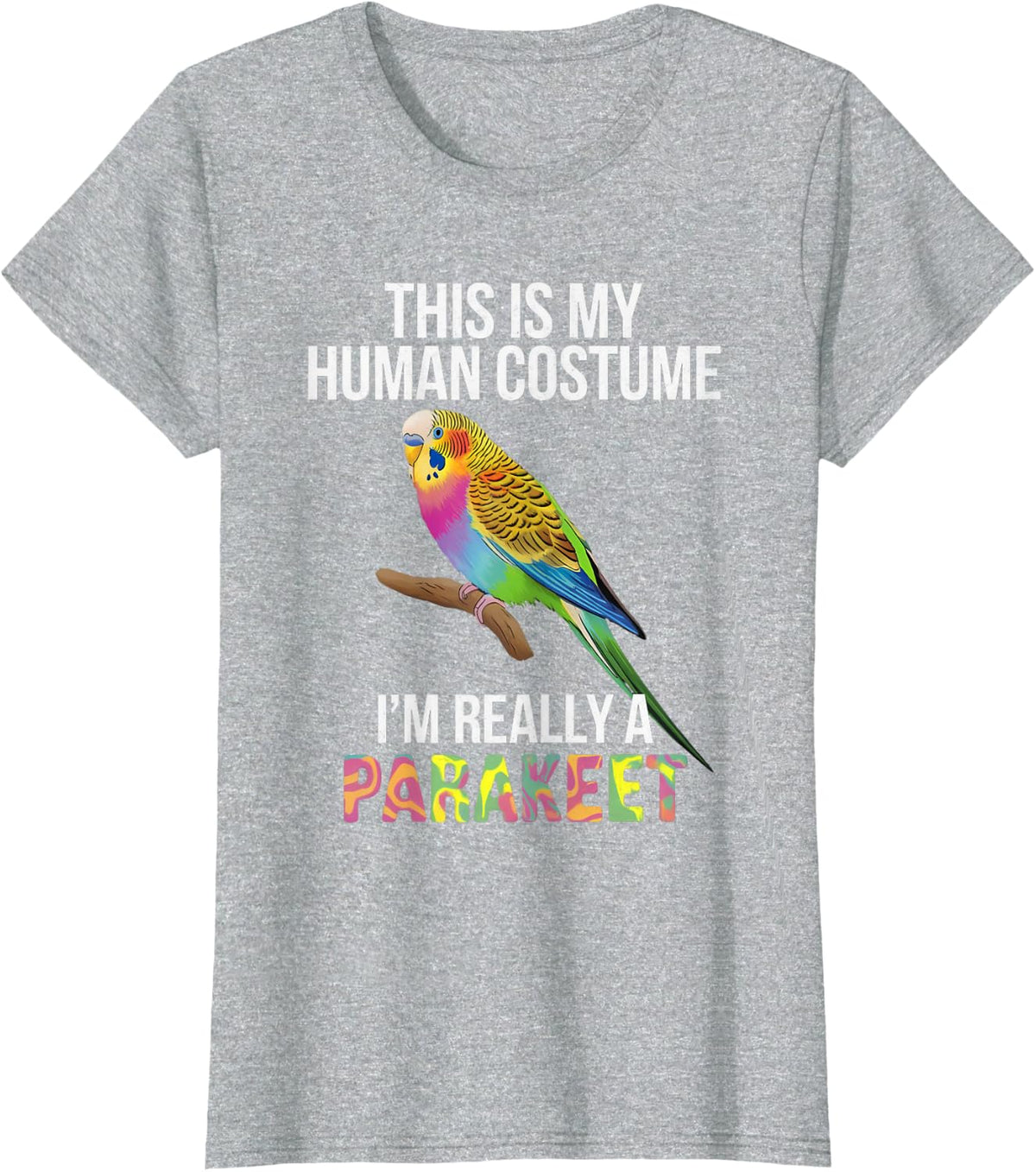 Halloween This Is My Human Costume I'm Really A Parakeet T-Shirt - Heather Grey