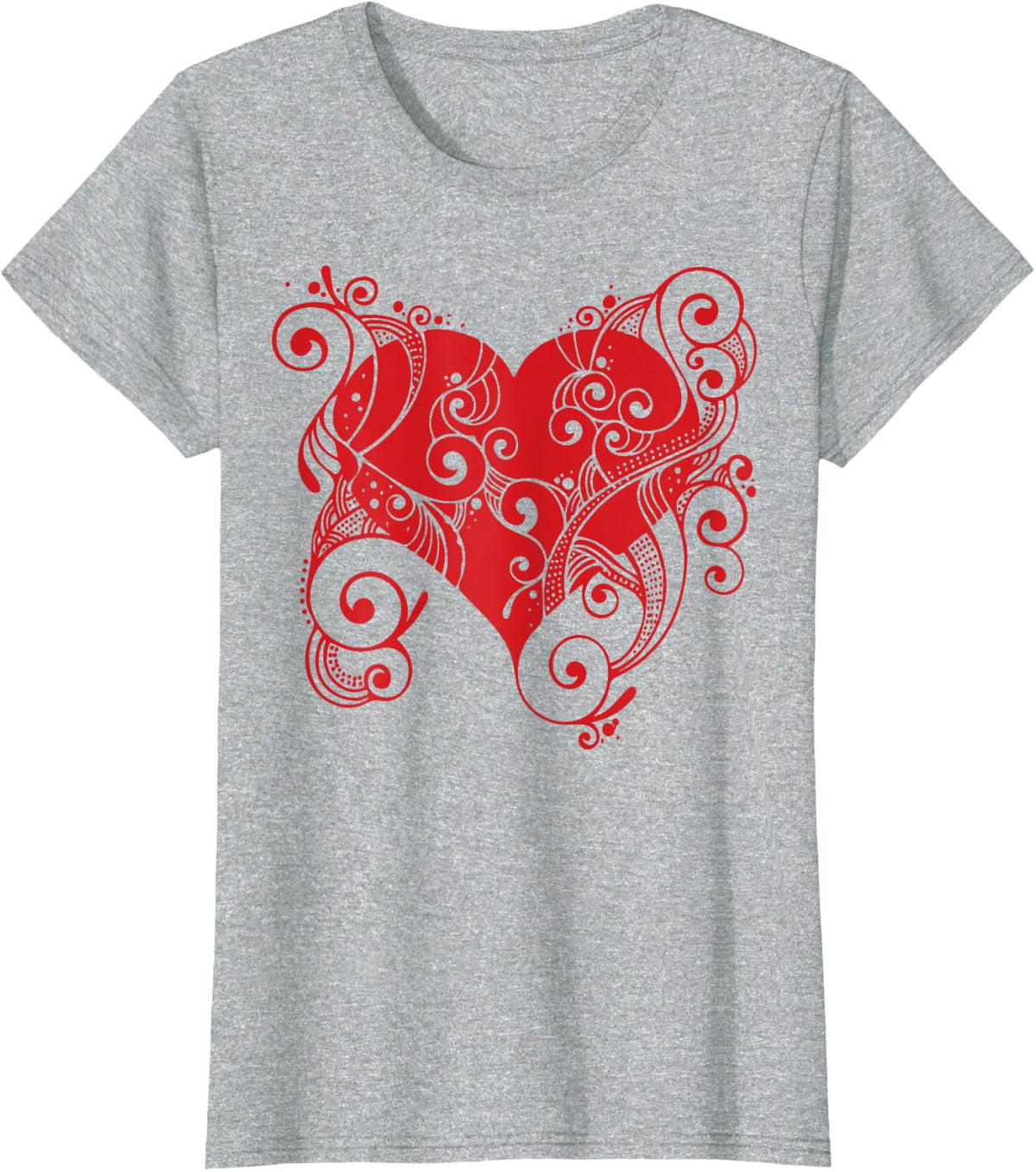 Beautiful Ornate Heart Celebrate Love and Valentine's Day T-Shirt - Heather Grey