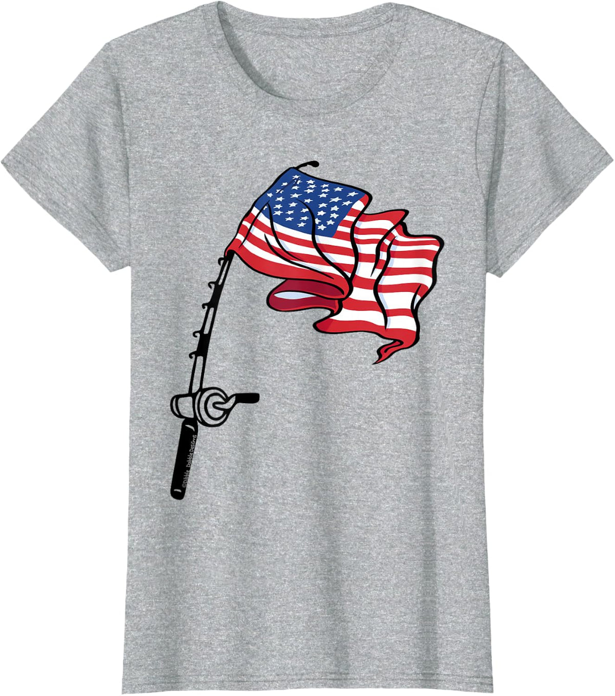 Patriotic Fishing USA Flag Fisherman 4th of July T-Shirt - Heather Grey