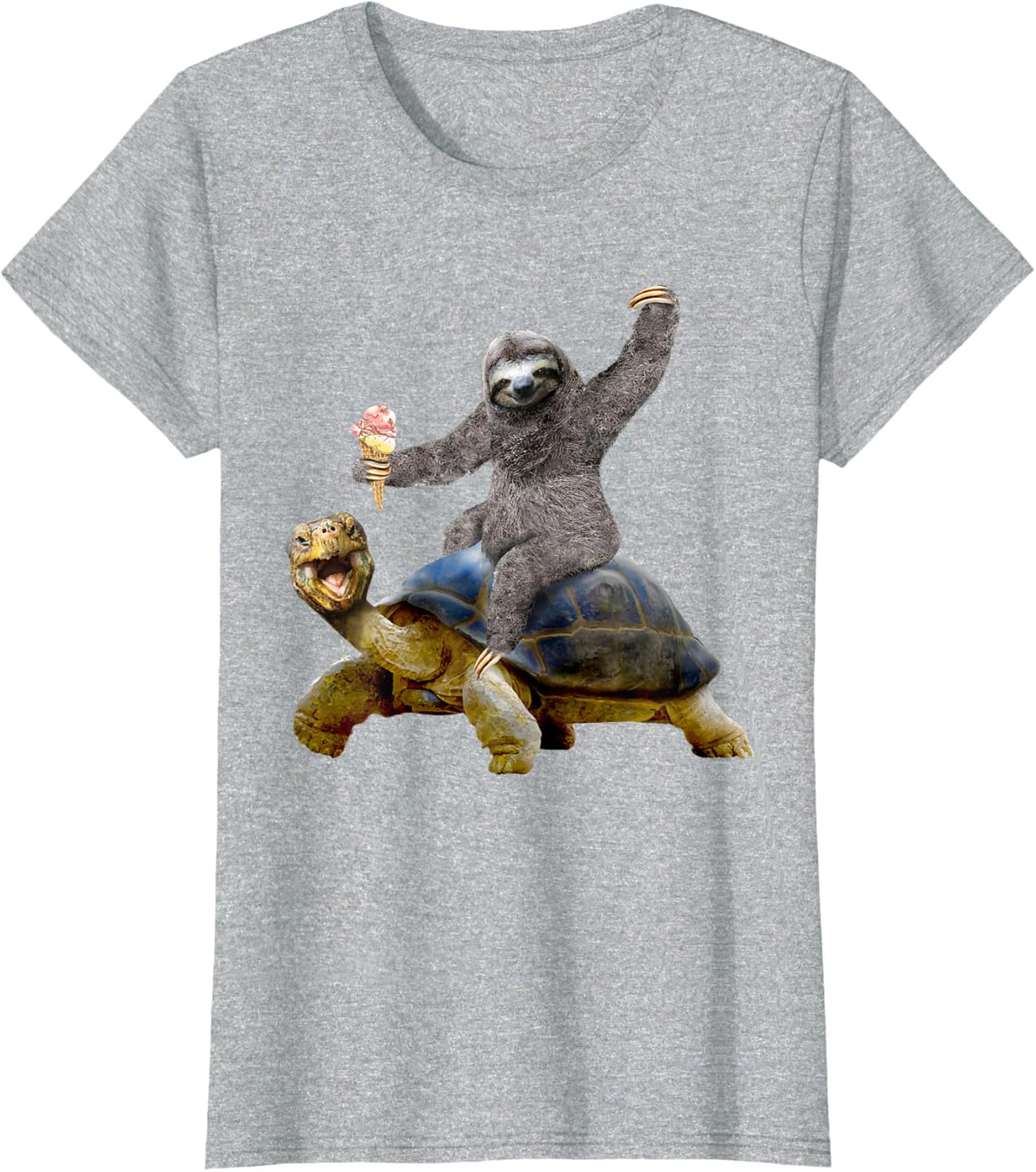 Sloth Lovers SLOTH & TORTOISE BEST FRIENDS Funny Sloth Tee T-Shirt - Heather Grey