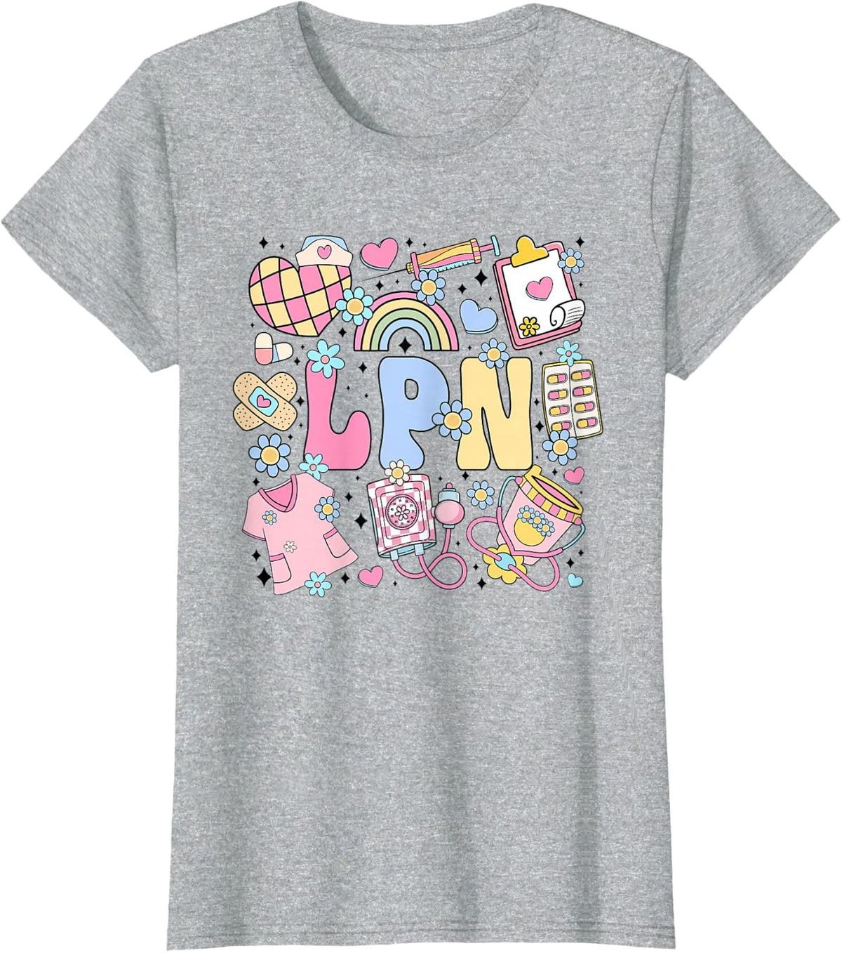 LPN Nurse Stuff Retro Licensed Practical Nurse Nursing T-Shirt Tee for Women - Heather Grey