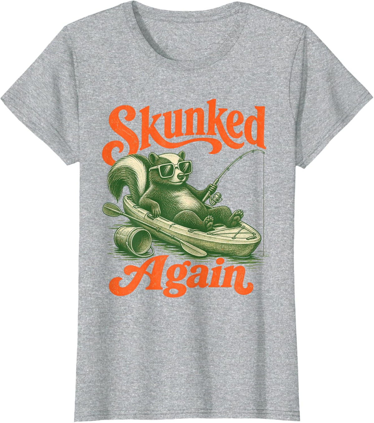 Skunked Again Kayak Fishing Kayaking Angler T-Shirt - Heather Grey