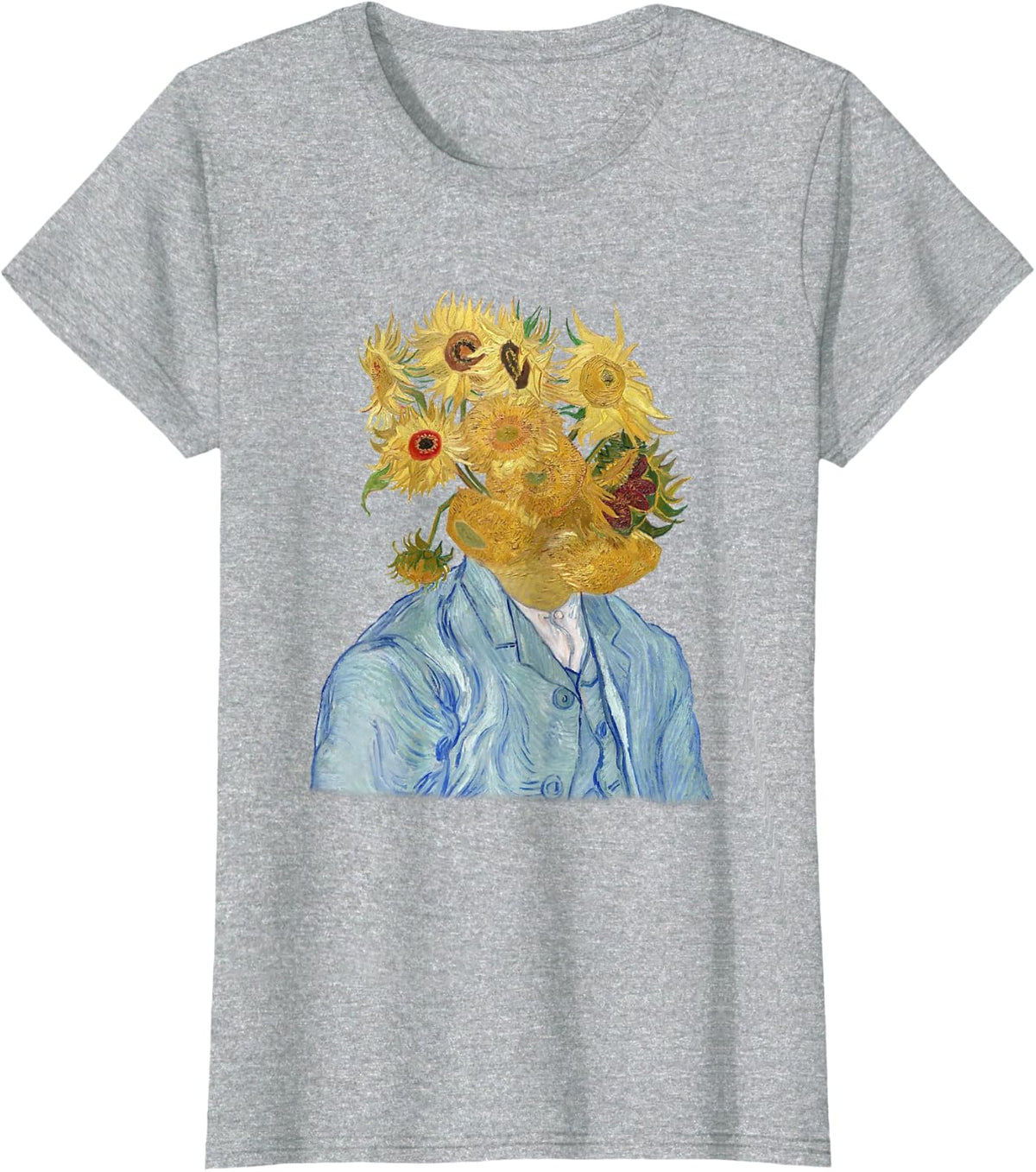 Sunflower Van Gogh Design for a Van Gogh Art Lover T-Shirt - Heather Grey